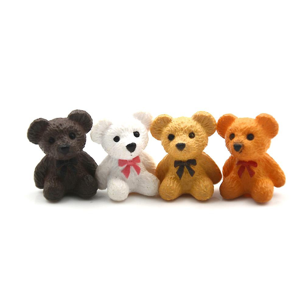 4pcs/lot Bear Figures Mini Fairy Garden Animals Statue Miniature