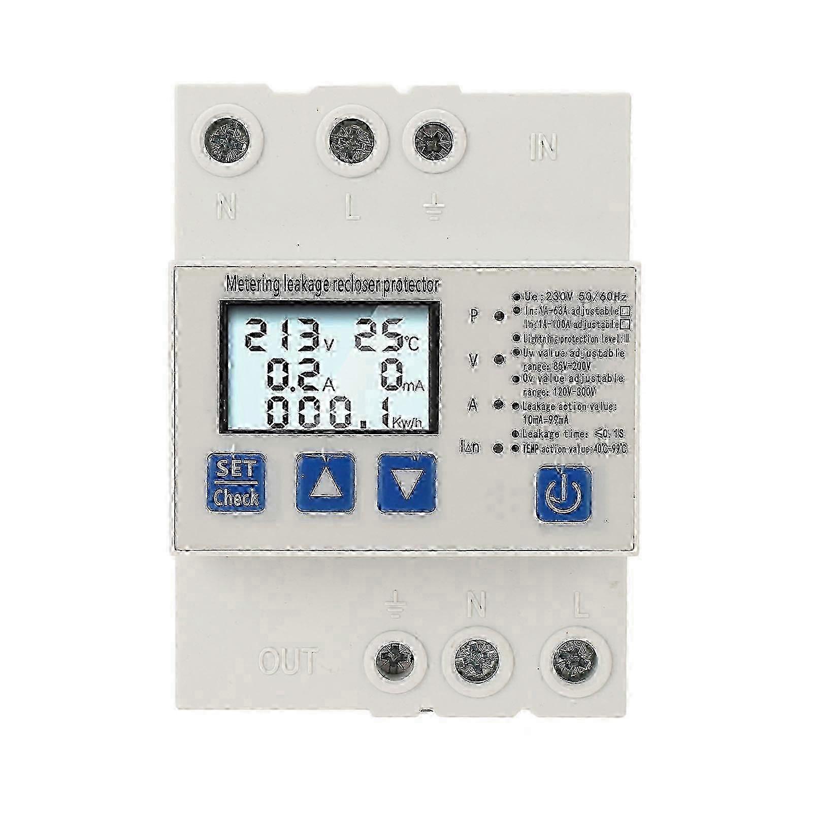 Self-Resetting Overvoltage Undervoltage Protector 230V 1A-63A Compatible withElectronics