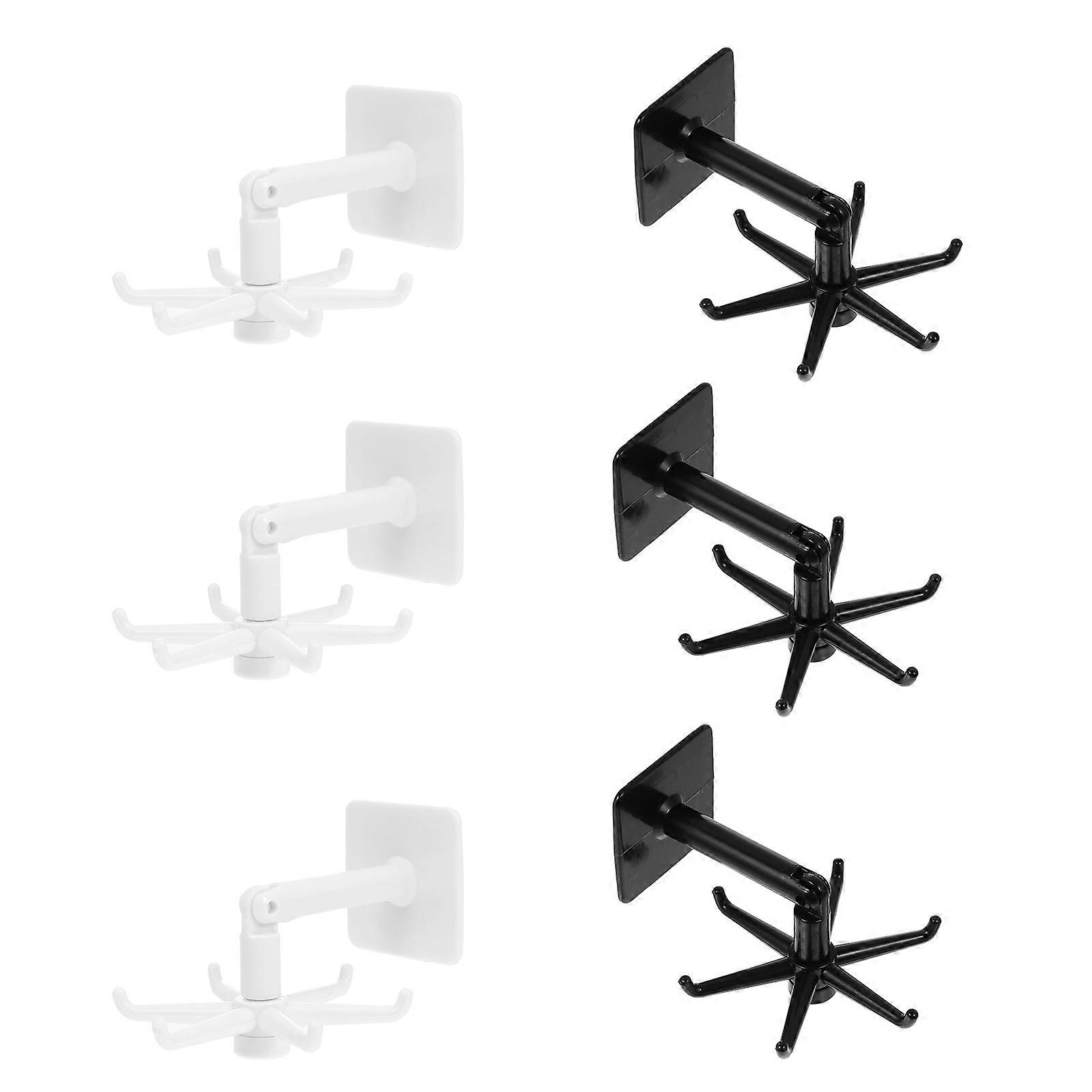 Multi-Hook Storage Rack 6Pcs Rotating Kitchen No Drilling Storage Hooks