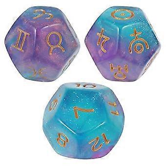 3PCS 12-Sided Astrological Dice, Divination, Astrology, Tarot Card Accessories, 12-Sided Dice, Dice Set