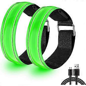 LED-armbånd - 2-pakning oppladbare løpelys for løpere, reflekterende armbånd med høy synlighet for løpetilbehør for kvinner, løpegaver til N