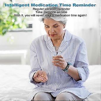 Vibration alarm reminder watch, with up to 6 personal alarms or pill reminders per day with body tem