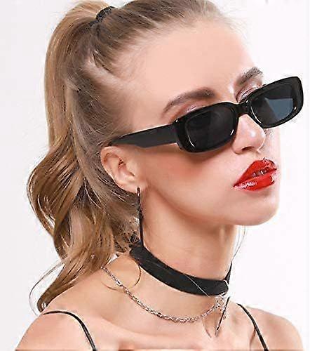 Retro sunglasses with small frame, rectangular trend - white