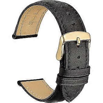 Vintage Leather Watch Strap With Gold Buckle. Replacement Band compatible with Men And Women