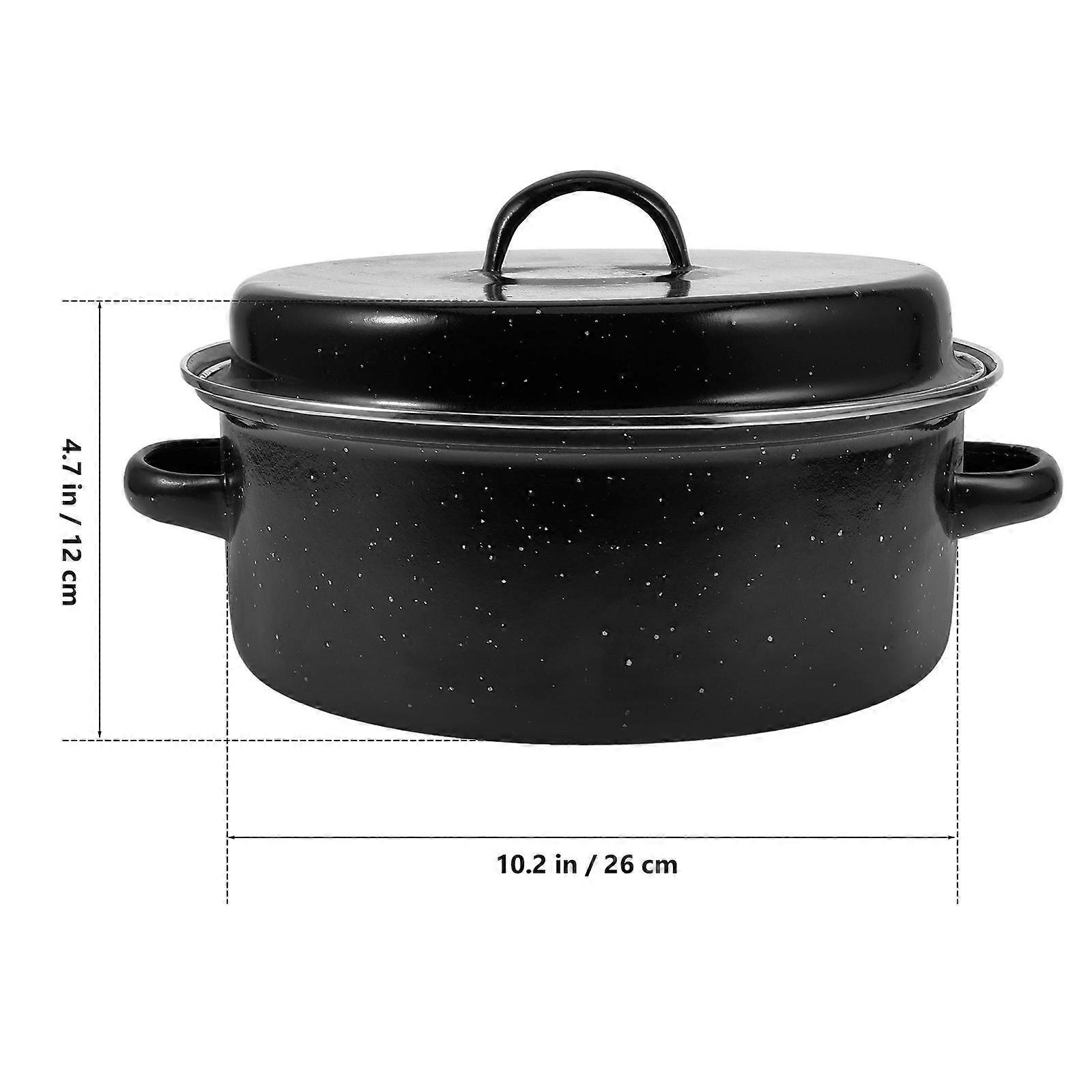 Multi-Function Roaster for Kitchen Use Black Roasting Pan 1Set Enamel