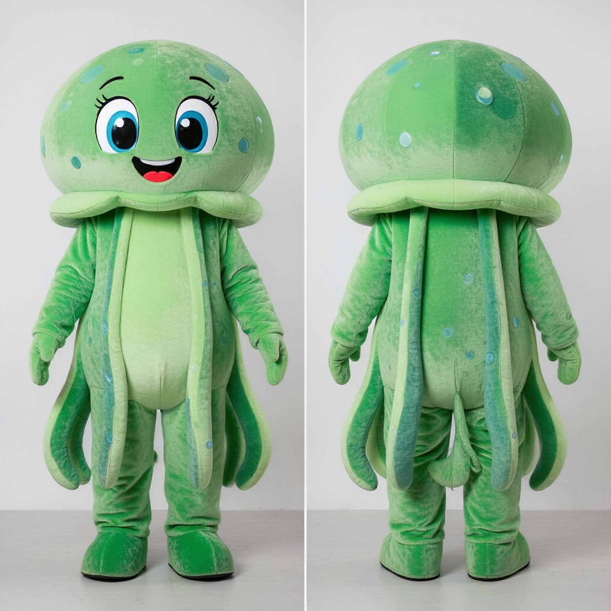 MASTICOT Emerald Green Flowing Jellyfish Mascot