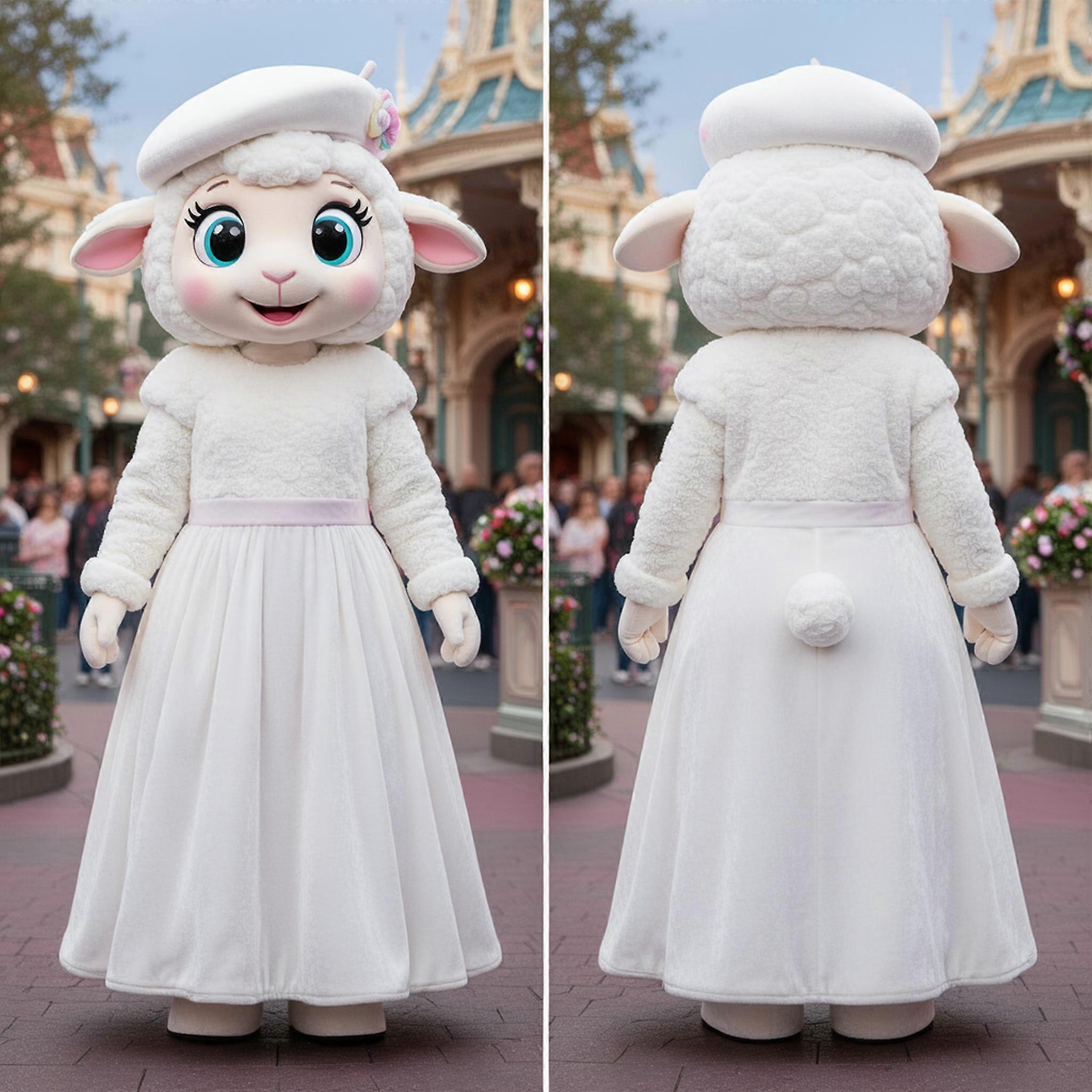 MASTICOT Fluffy White Sheep Mascot