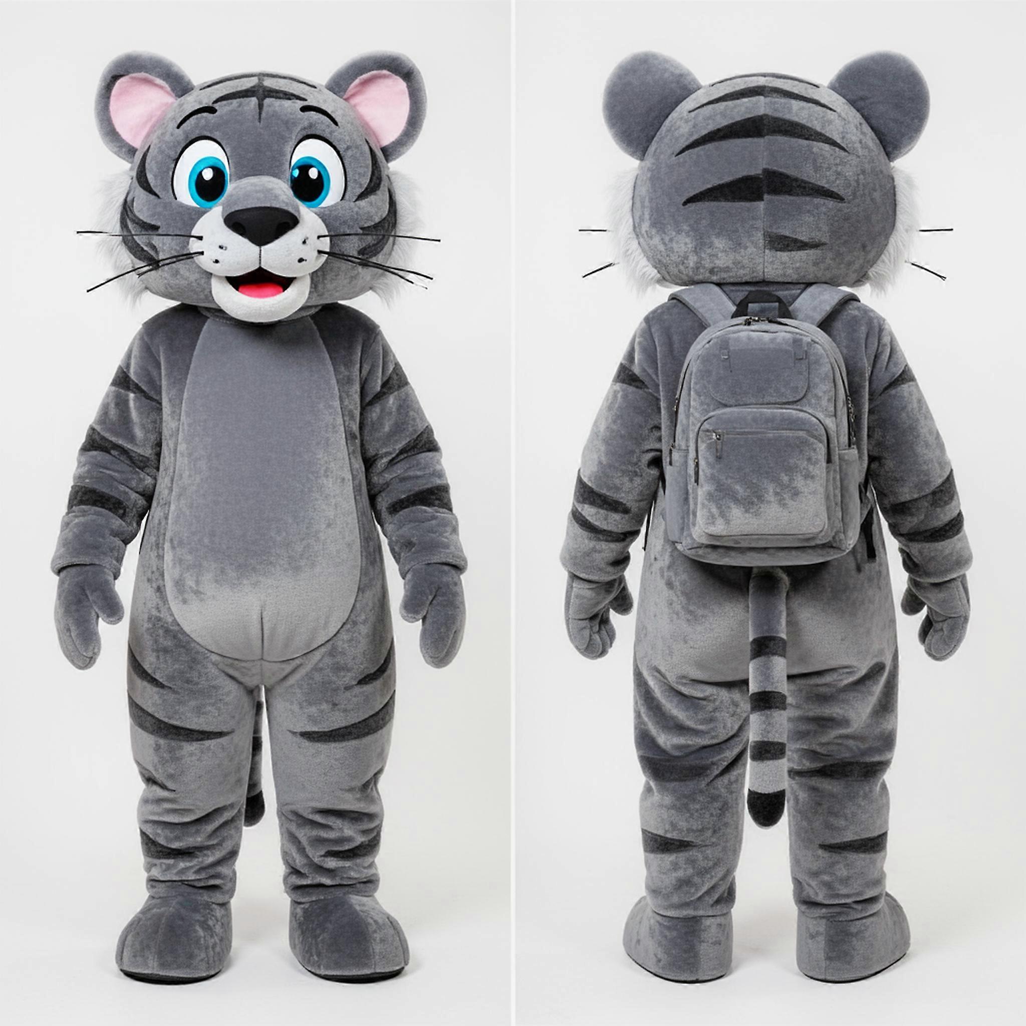 MASTICOT Slate Gray Cartoon Tiger Mascot