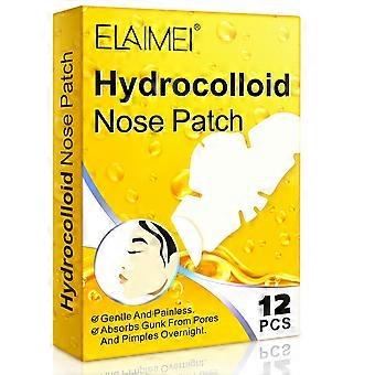 12 szt. hydrokoloidowych plastrów na nos, plastry do pielęgnacji porów na noc, usuwające nadmiar sebum i zanieczyszczenia powierzchniowe, delikatna pielęgnacja skóry twarzy