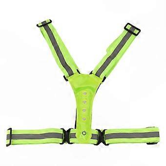 LED Reflective Running Vest, Adjustable Elastic Fit with Integrated LED Lights for High-Visibility Night Running