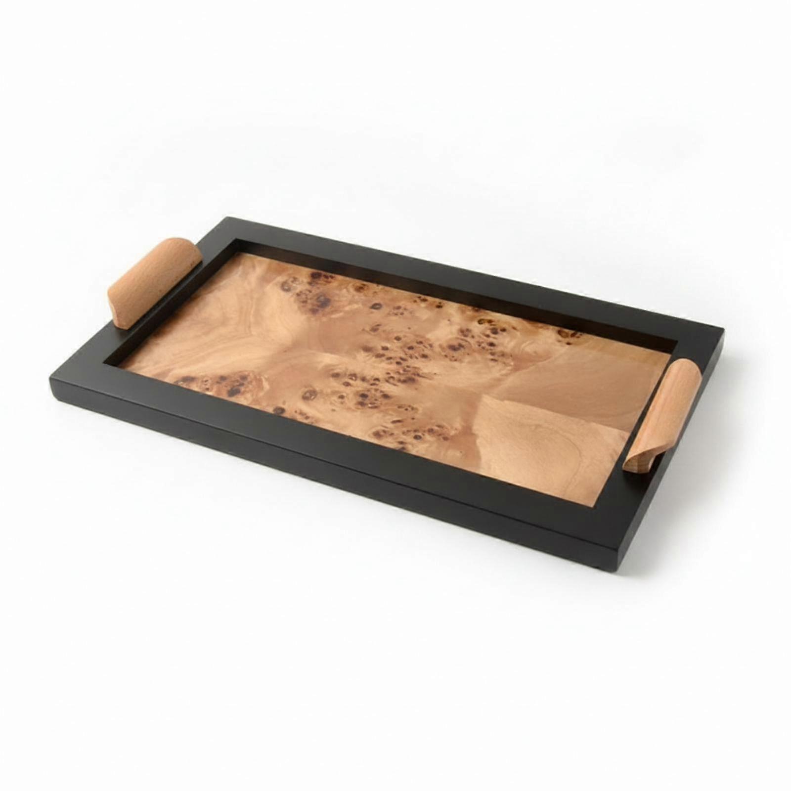 Rectangular Wood Tray Raised Sides Flocked