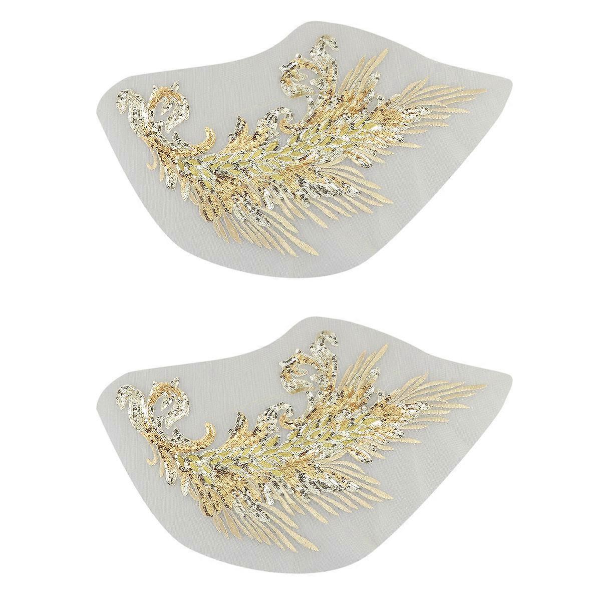 Sequin Embroidery Piece Wings Shaped Patch for 2Pcs Clothing Accessories