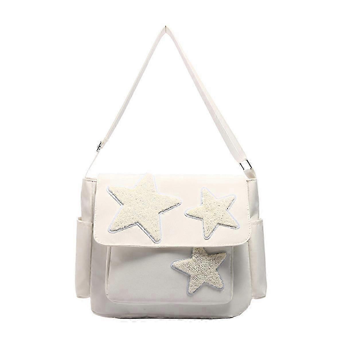 White Star-Pattern Messenger Bag