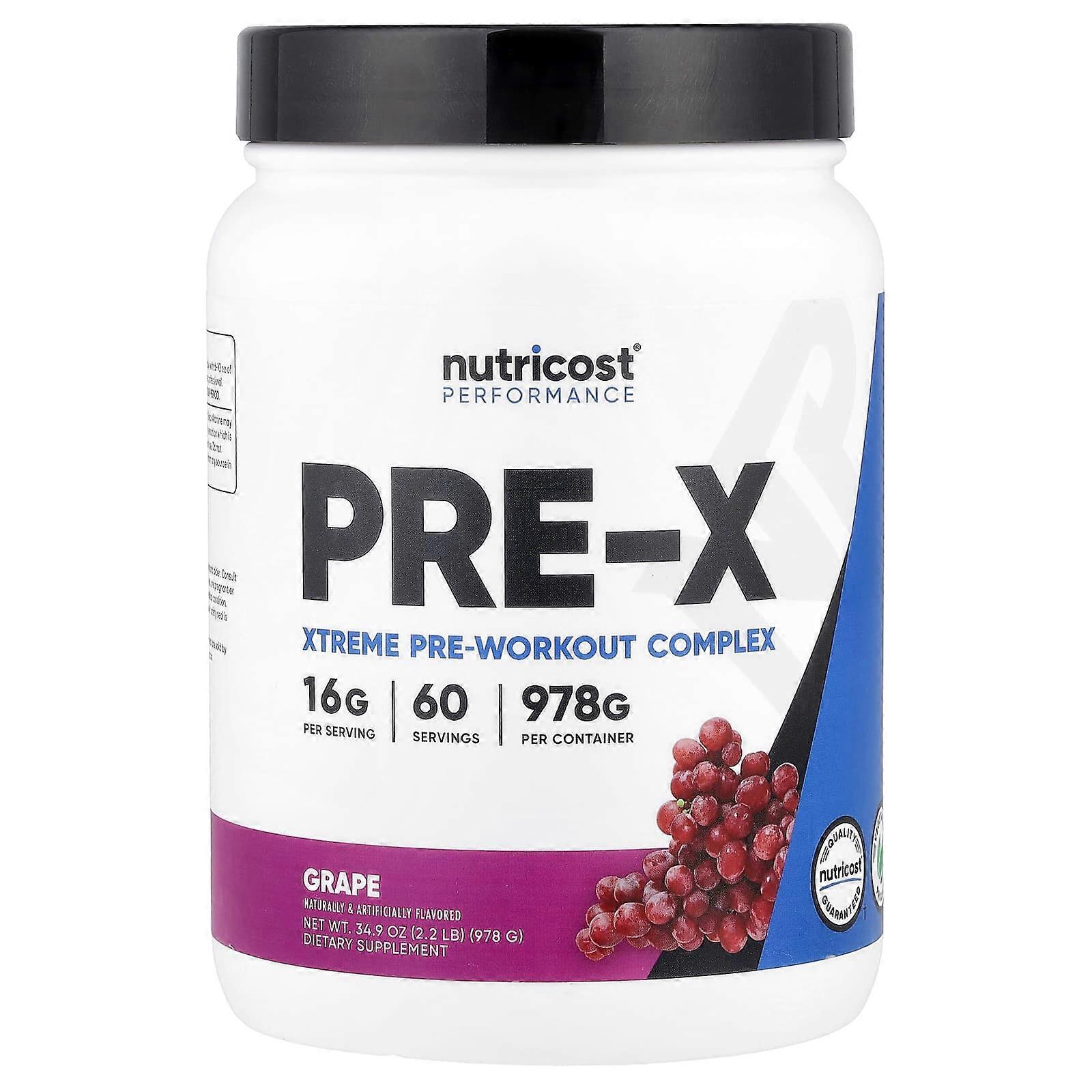Nutricost, Performance, PRE-X, Xtreme Pre-Workout Complex, Grape, 1.9 lb (870 g)