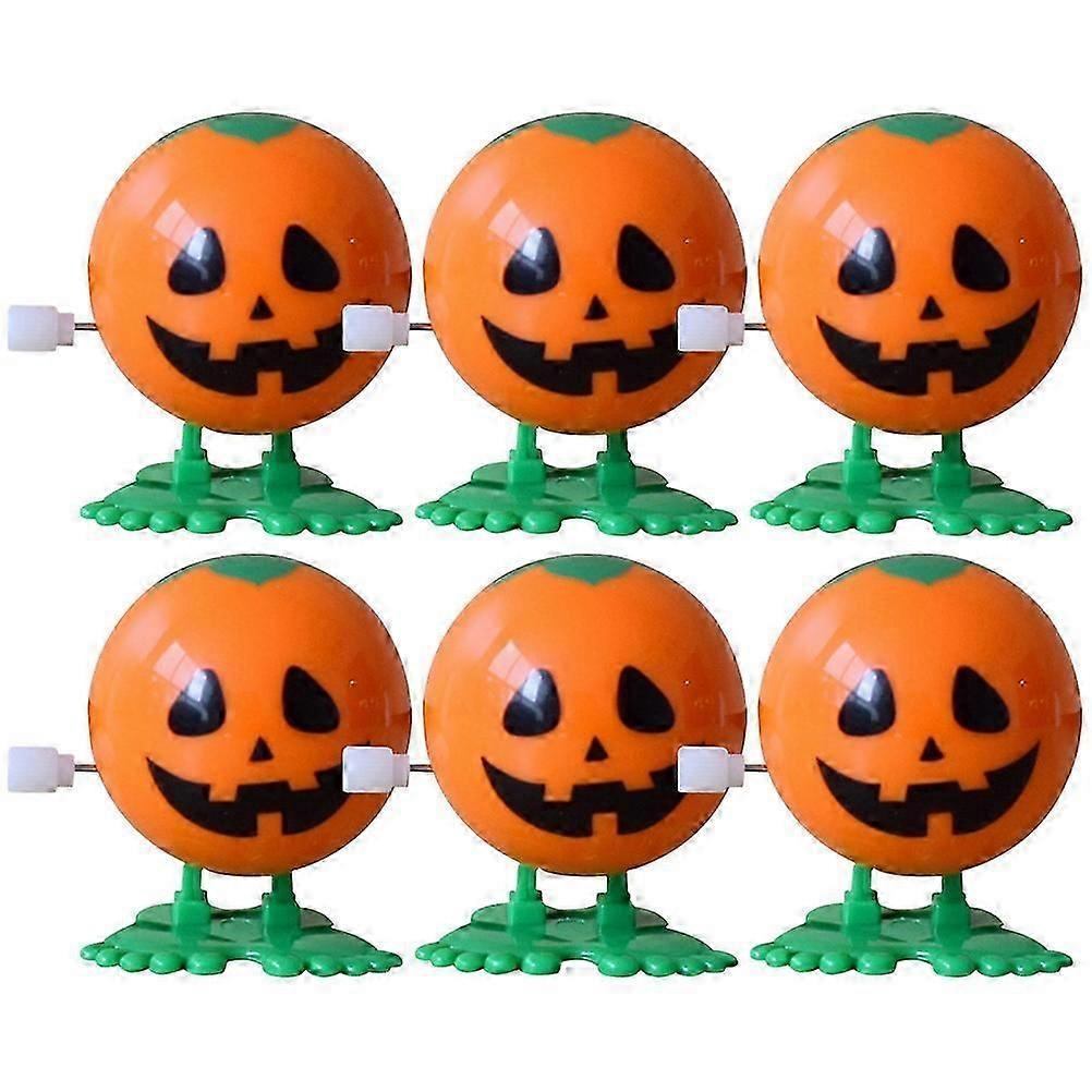 Halloween 6Pcs Orange Pumpkin Wind Up Clockwork Toy Set