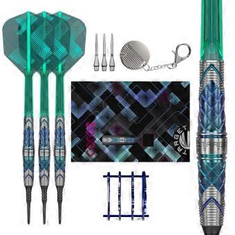 01 Soft Tip Darts with Kflex, 18G | 90% wolfraam dartset, flights en shafts, stalen tipconversiepunten