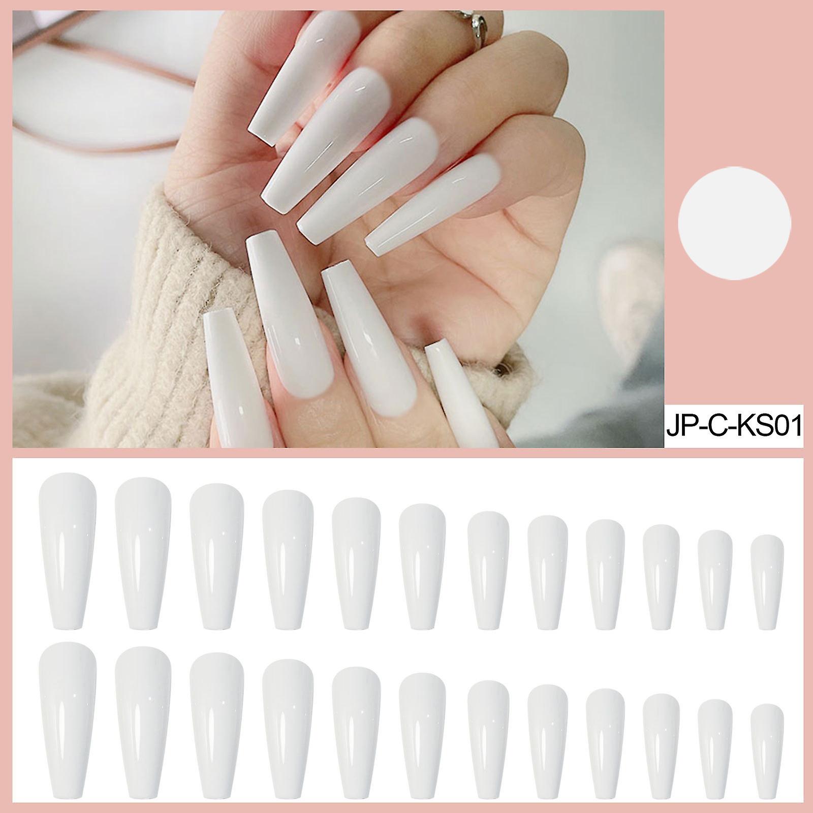 Solid White Artificial Nails Thin Easy To Apply & Remove Fake Nails