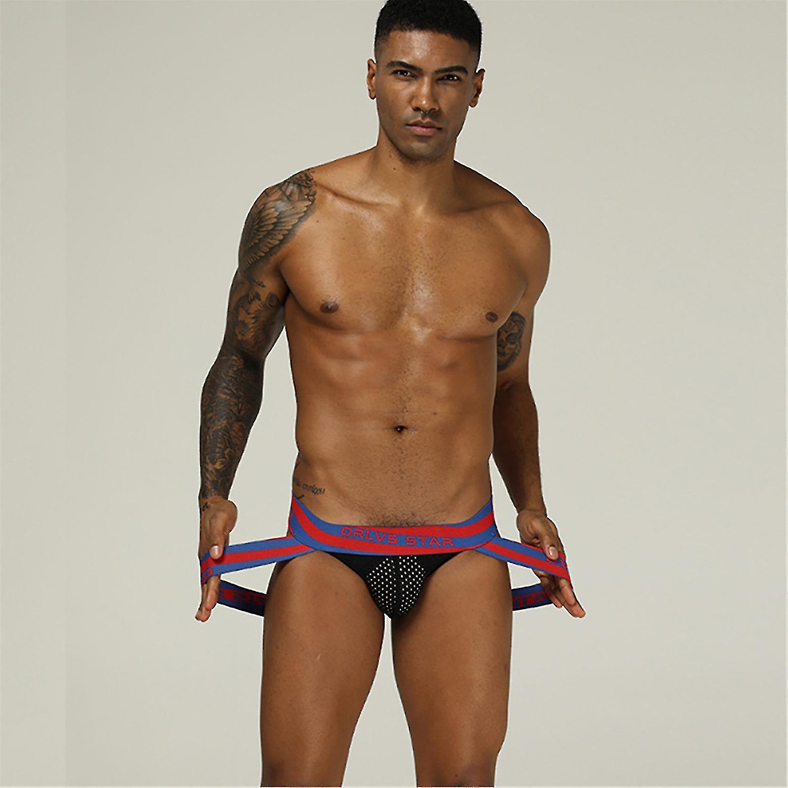 Men's Hollow-out Low Waist U Pouch Bag Pair Of Pants