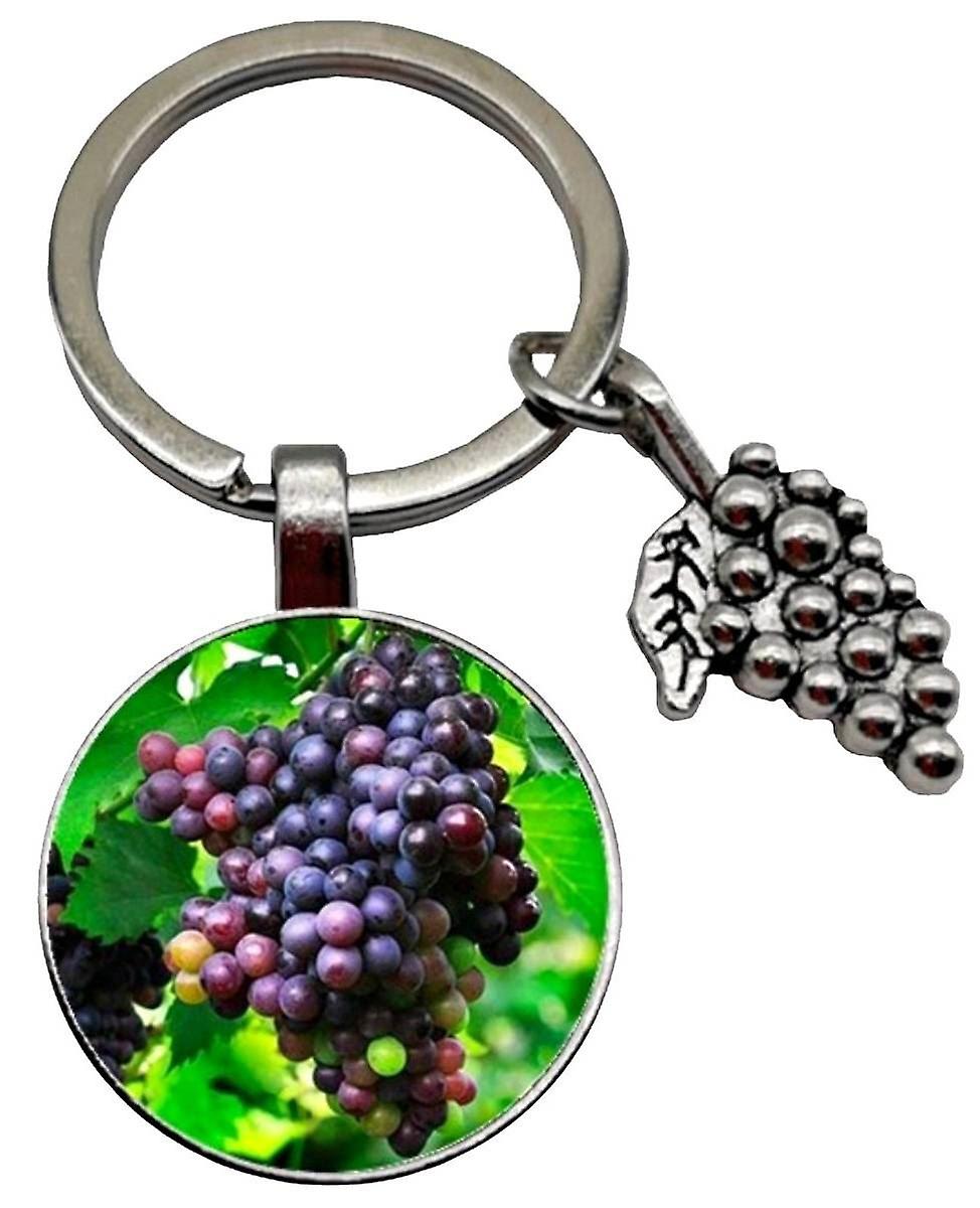 Bassin and Brown Bunch of Grapes Key Ring - Green/Wine/Blue