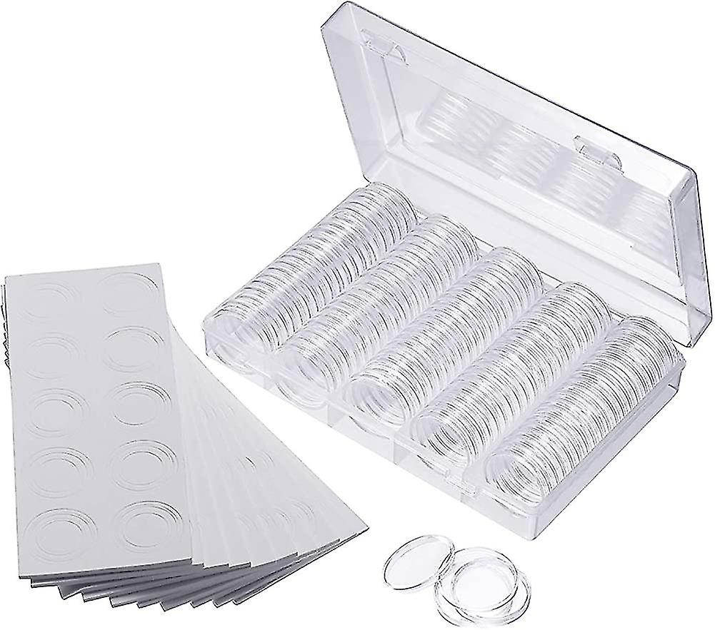 Coin Storage Box, 100 Pieces Plastic Coin Capsule Container Coin Collection With
