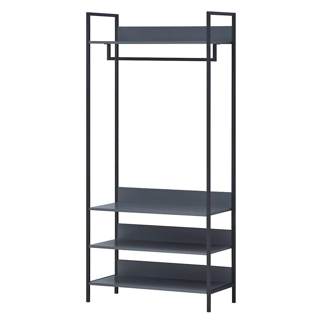 Kahra Open Wardrobe With 4 Shelves Dark Grey