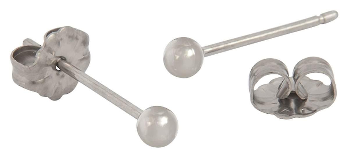 Ti2 Titanium 3mm Round Bead Stud Earrings - Natural