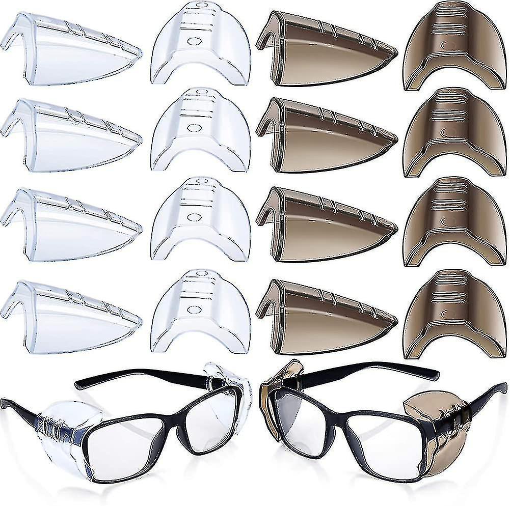 Xs 8 Pairs Safety Eye Glasses Side Protection Slip Clear Flexible Slip Shield
