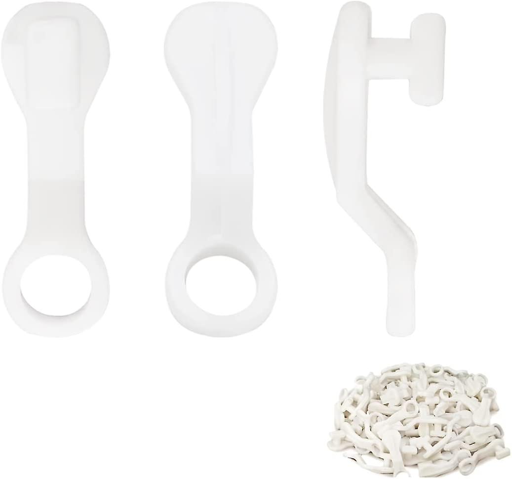 Curtain Track Glider Hooks White Plastic Curtain Rail Hook Slider for Curtain Window Treatment 50 Pcs