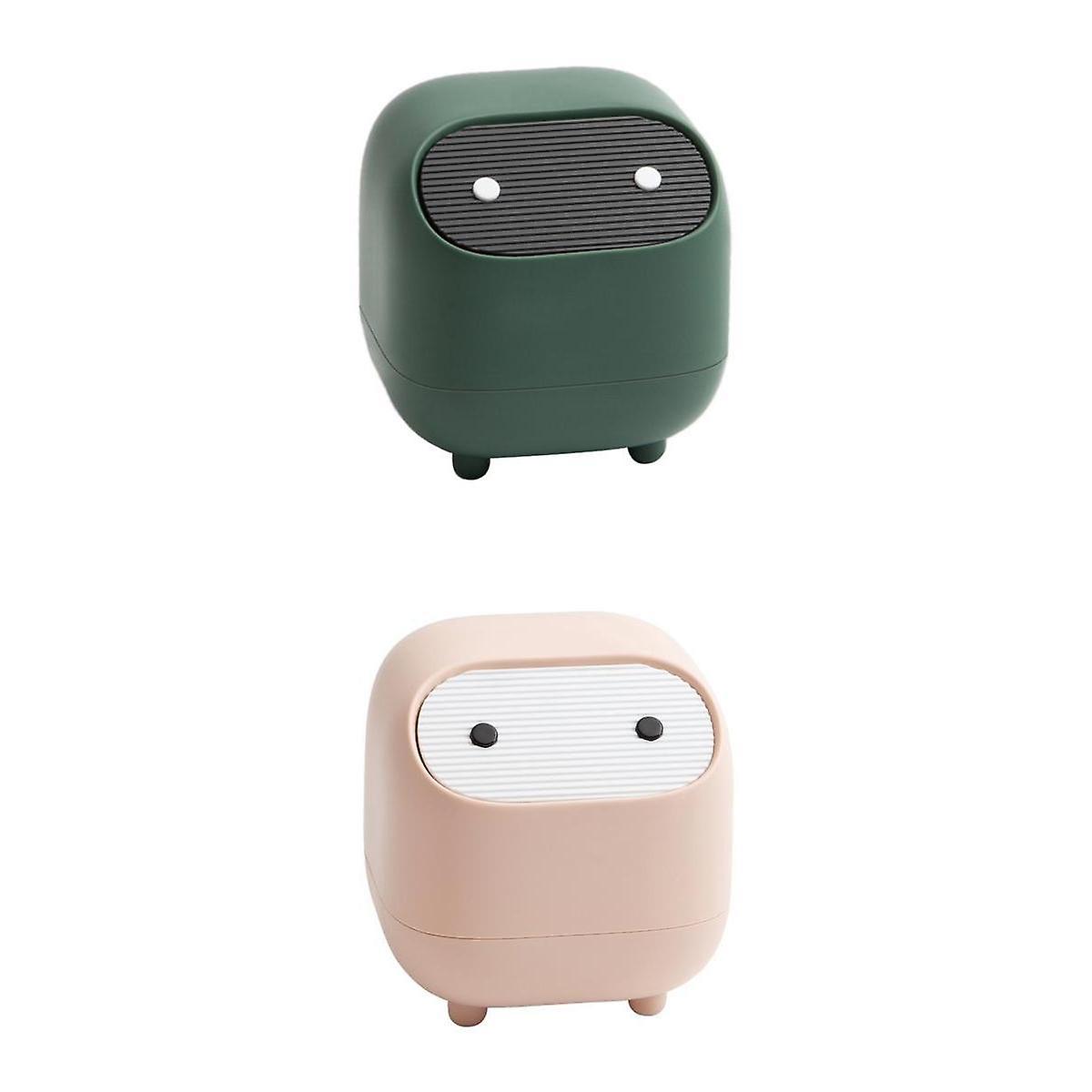 2x Desktop Small Waste Garbage Basket Bin for Desk Office Kitchen