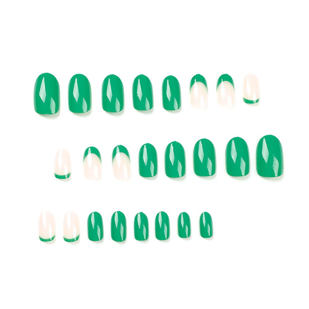 24pcs Round Fake Nail Solid Color No Fading Nail With Adhesive Tabs