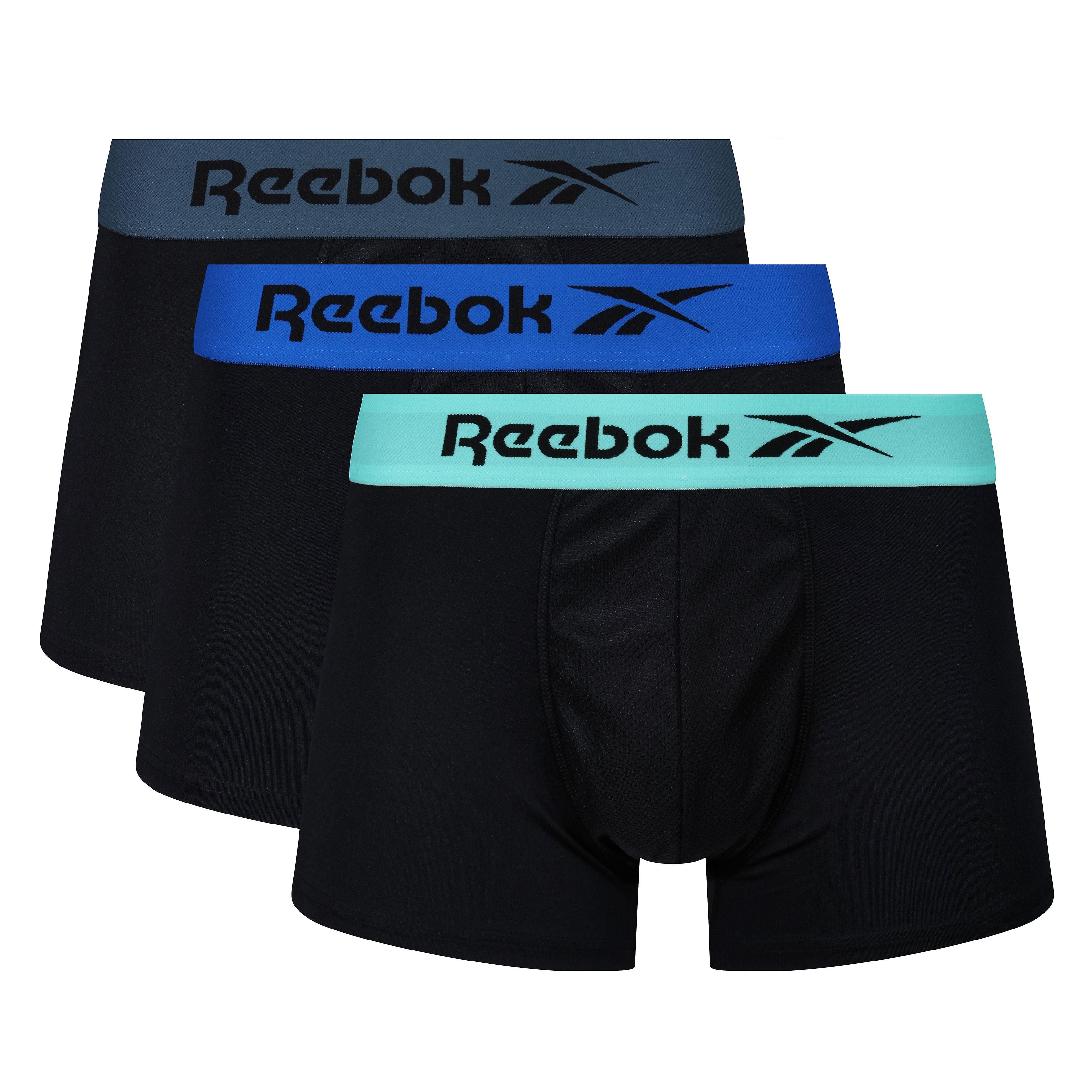 Reebok Mens Performance 3 Pack Rees Short Sport Trunks - Black
