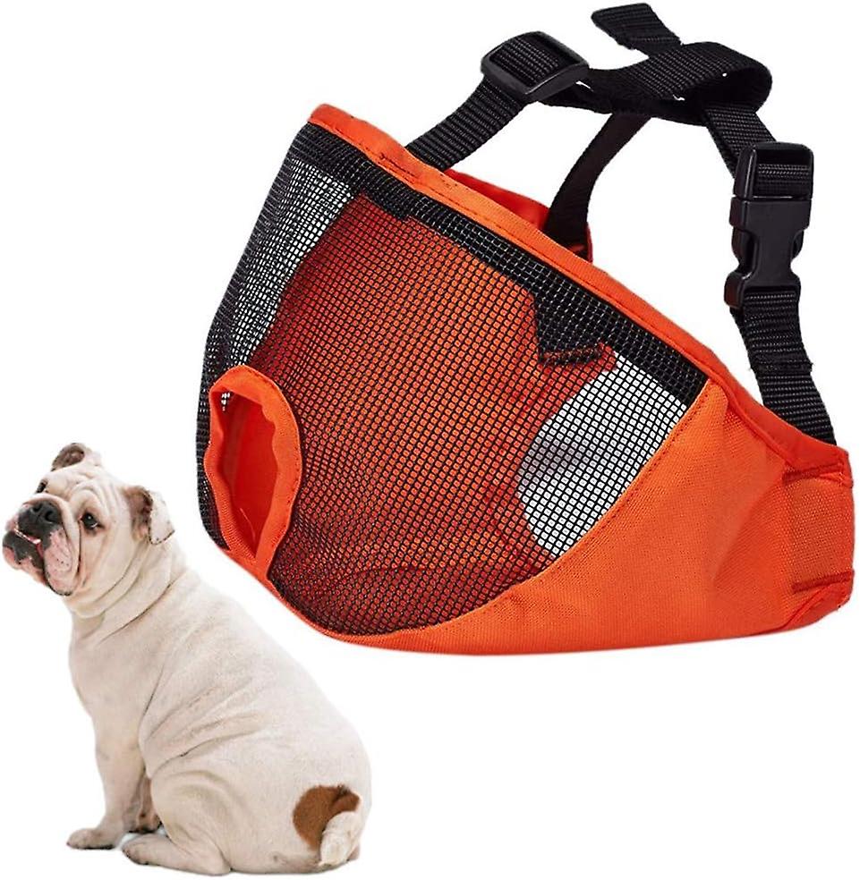 Dog Muzzle Dog Muzzle Adjustable Breathable Mesh Bulldog Muzzle For Biting Chewing Barking Training Dog Mask Orange,ssuperma