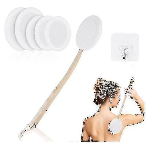 Lotion Applicator For Back, Long Handle Back Body Lotion Applicator With 6 Replaceable Pads & Hook F