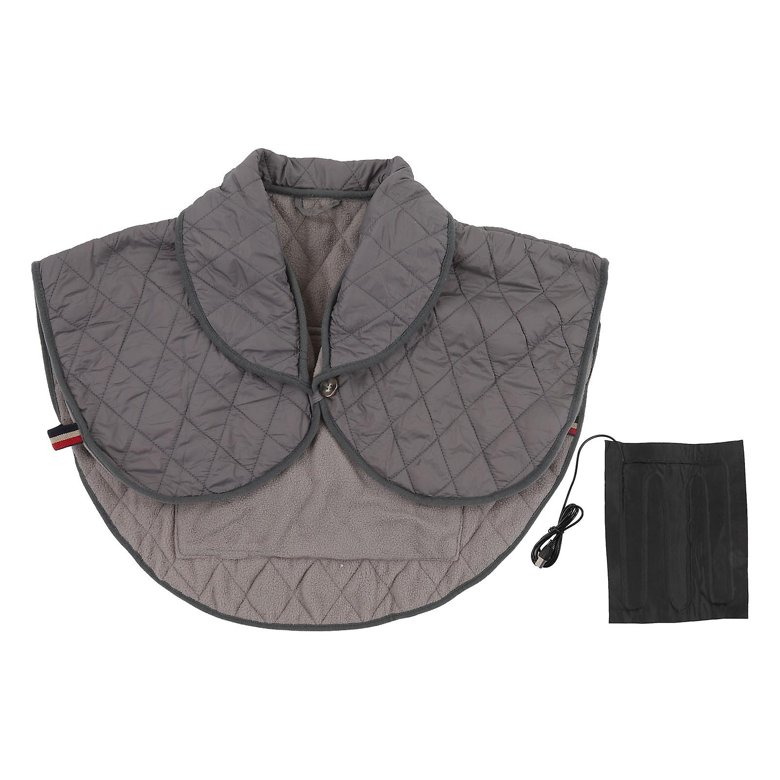 Shoulder Heating Pad Cold Proof Polyester Fiber USB Power Supply Unisex Electric Heated Shawl for Winter Grey