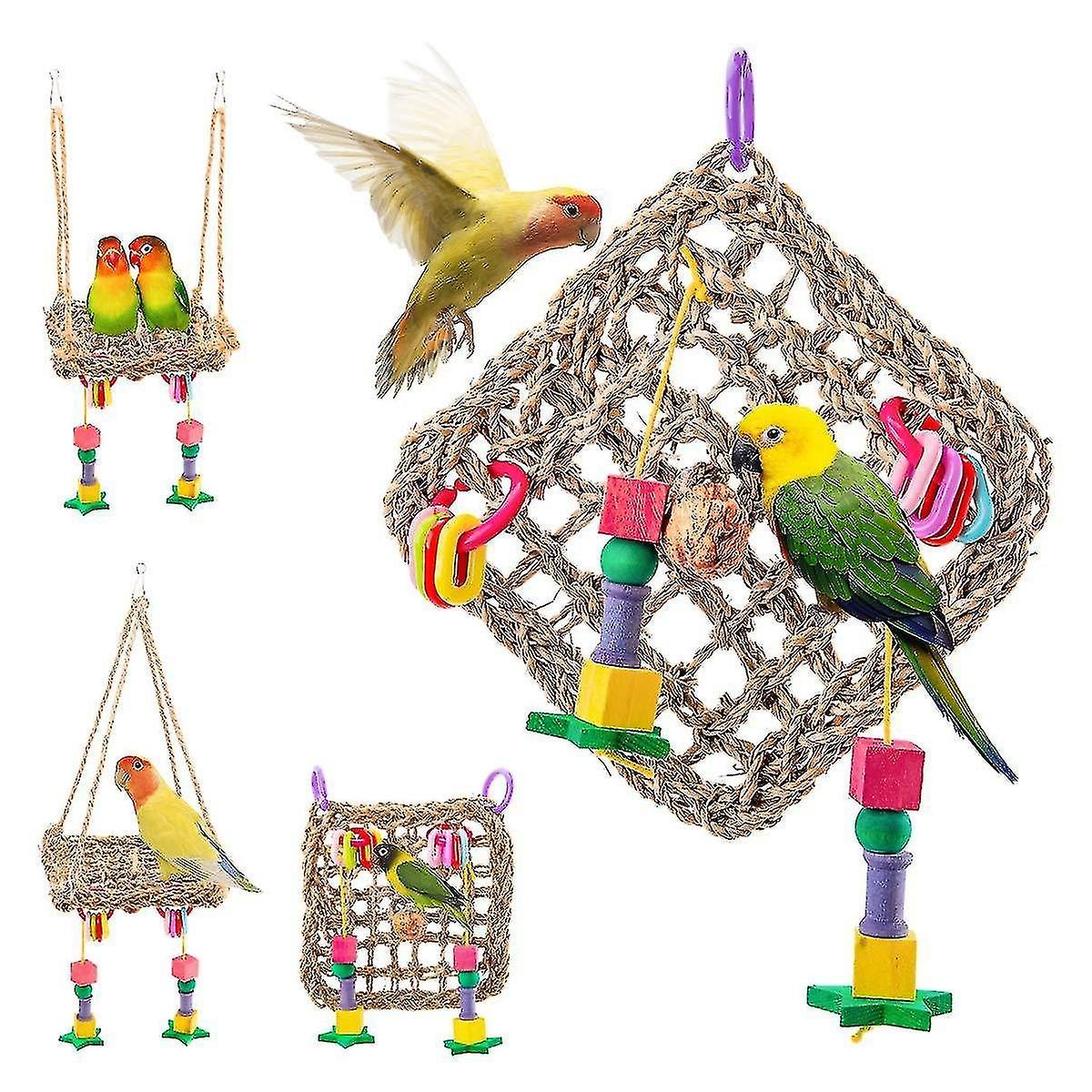 Bird Toys Parrot Bite Climbing Net Color Building Blocks Toy Swing Stairs