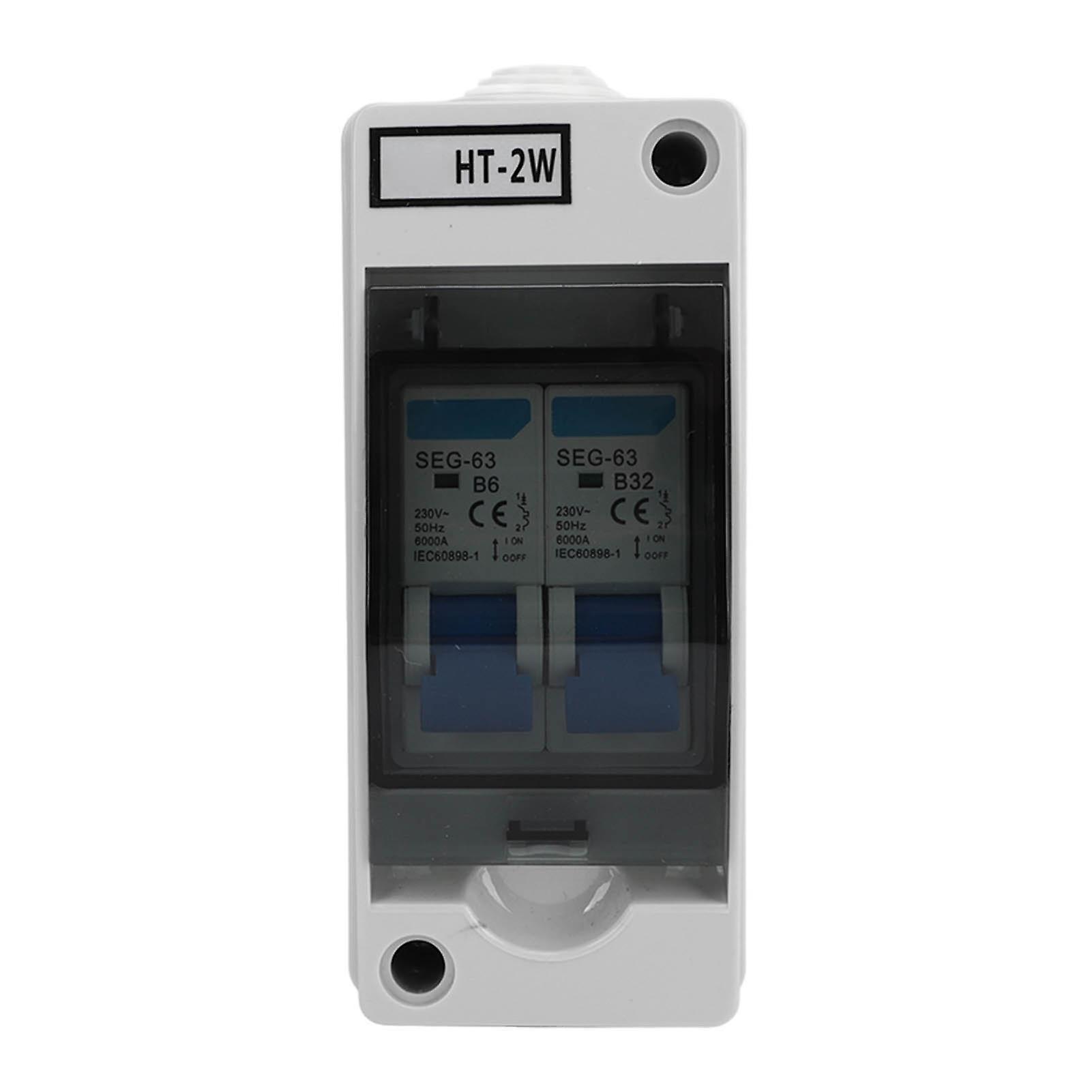 2 Poles Circuit Breaker MCB Miniature Leakage Breaker Waterproof Distribution Box  6A 32A