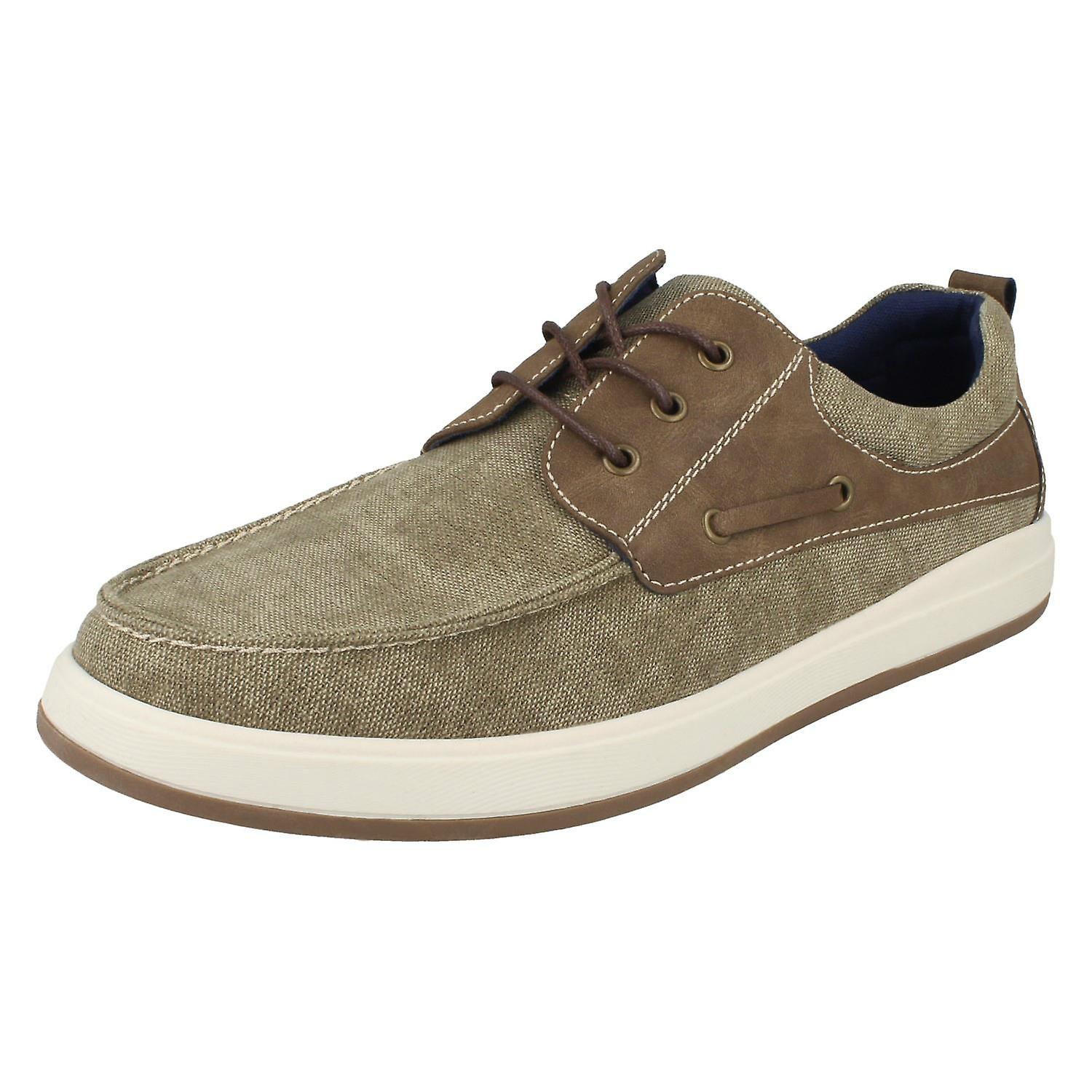 Mens Hush Puppies Canvas Boat Shoes Aiden