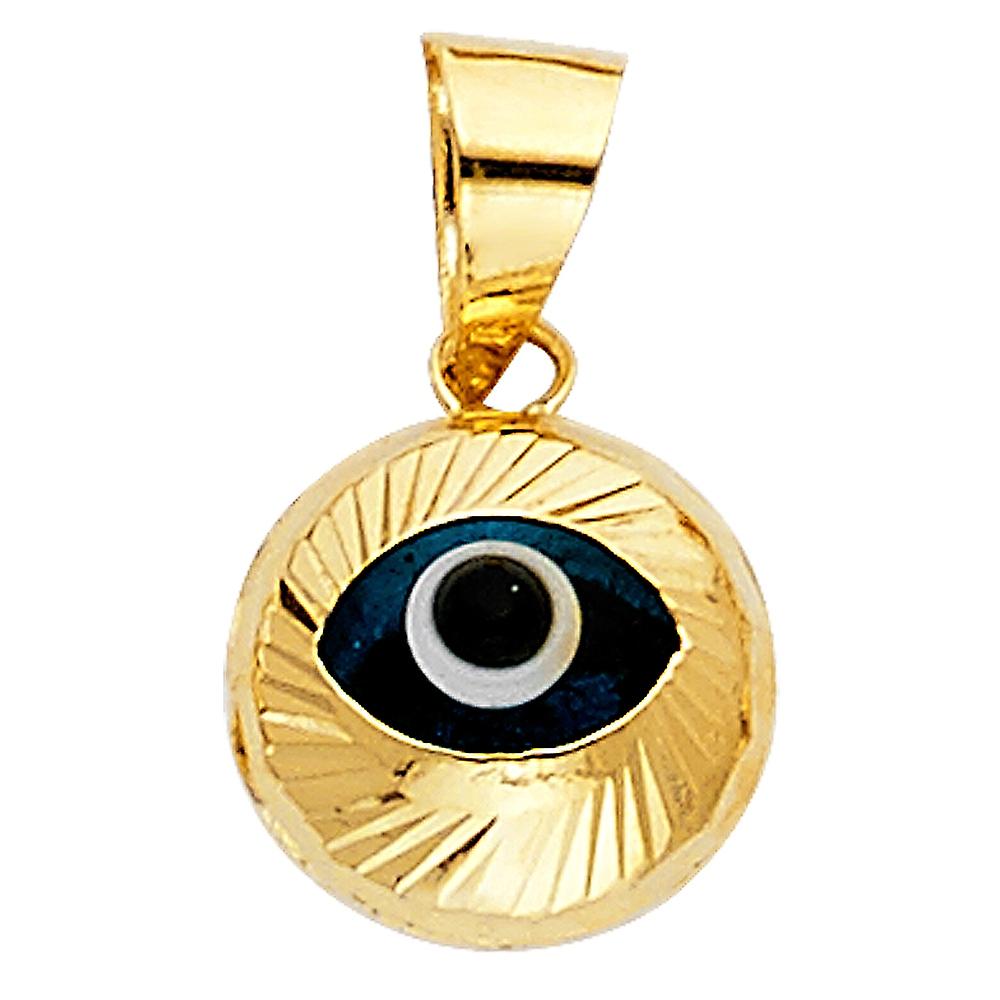 Collier pendentif mauvais œil en or jaune 14 carats 10x11mm-pendentif pour femmes - .8 grammes