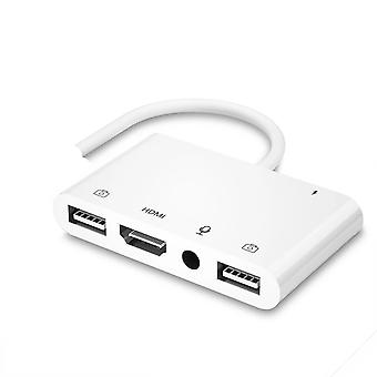 Lightning to HDMI Adapter Microphone Audio Cable Aux Jack Dual USB