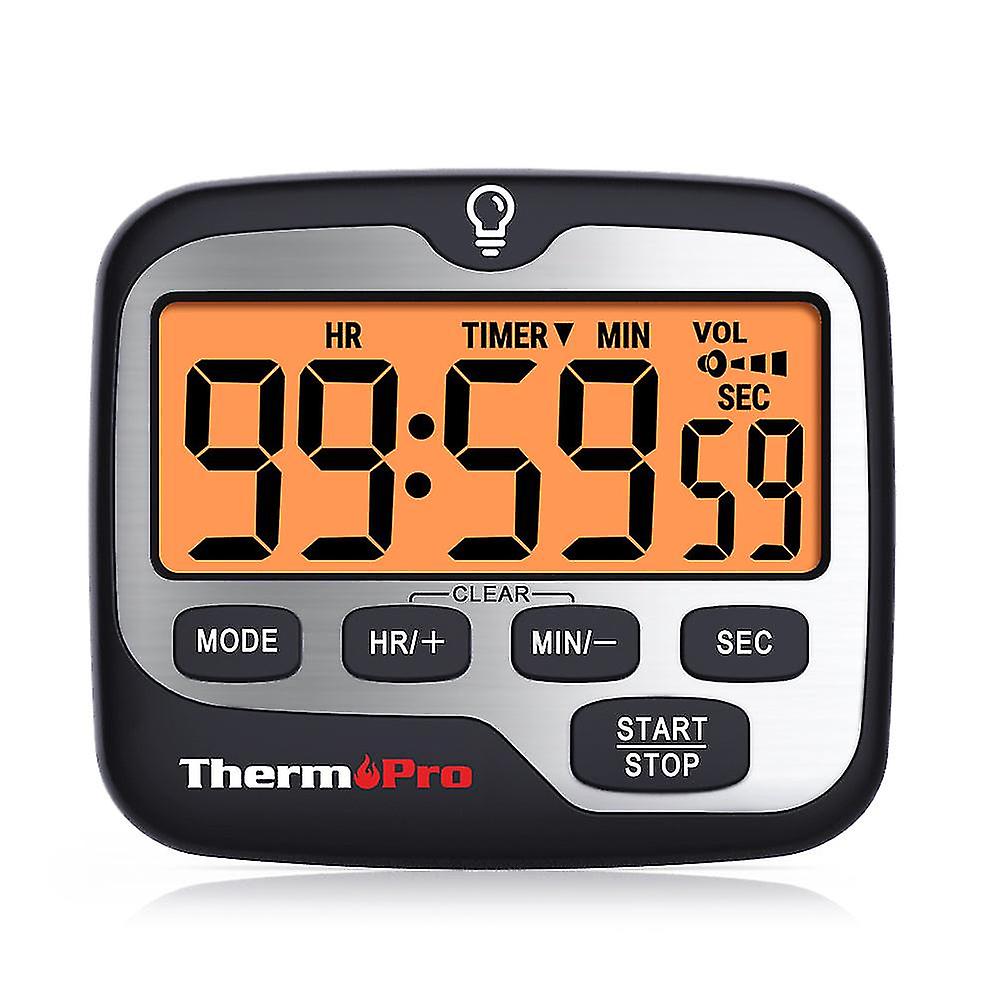 Thermopro Tm01 Digital Kitchen Cooking Timer With Large Backlight Display Countdown And Countup Timer 12/24h Clock Mode