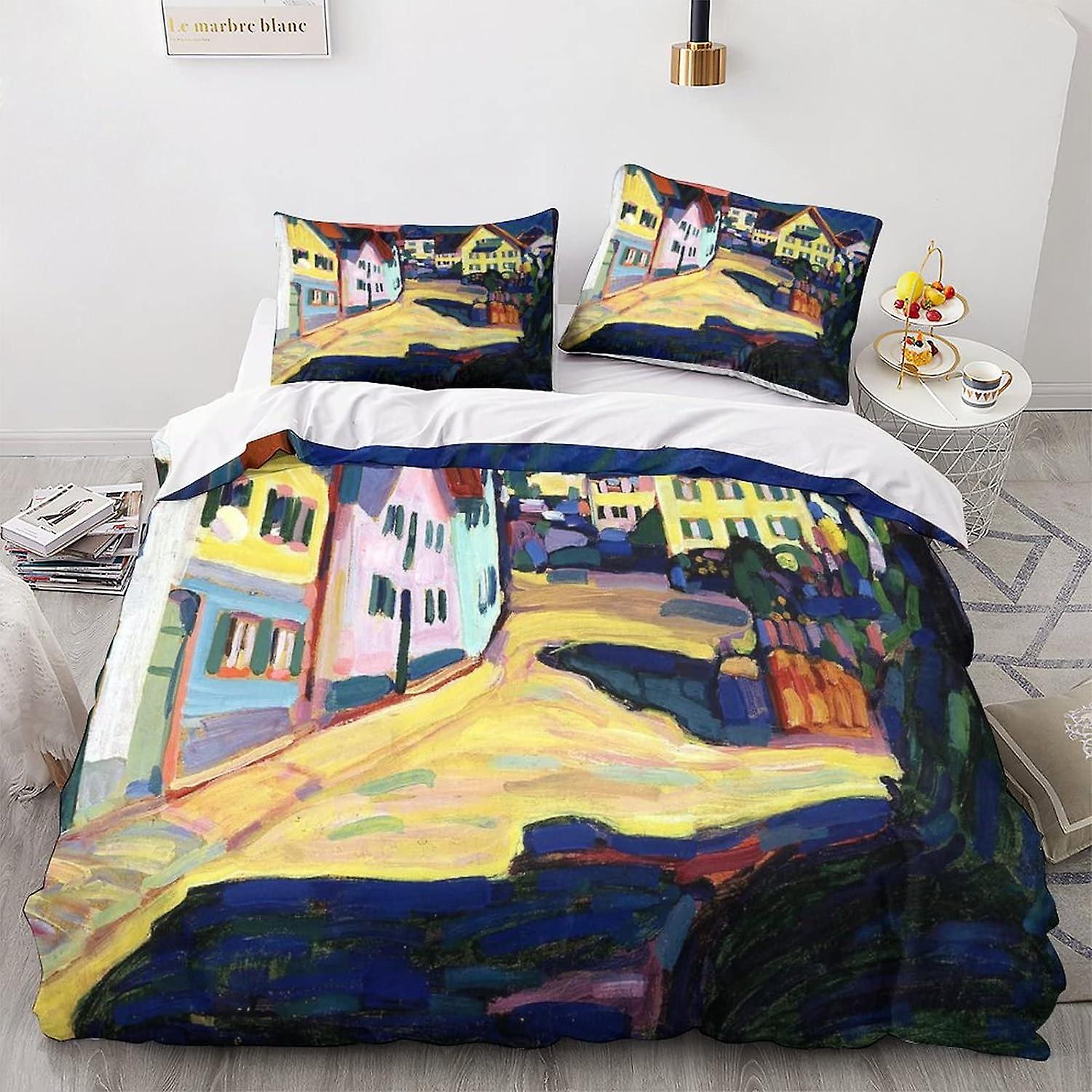 ALXFFBN Kandinsky Paintings Poszewka na kołdrę Zestaw pościeli Zestaw poszewek na kołdrę 3D Poszewka na kołdrę, zamknięcie na zamek błyskawiczny z poszewką na poduszkę dla dzieci podwójne