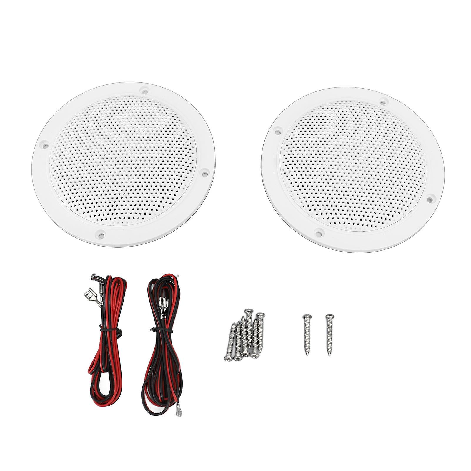 White Inch Marine Ceiling Speakers 120W Waterproof Flush Mount In Wall Audio Stereo Sound System For Atv Utv Boat Size 4