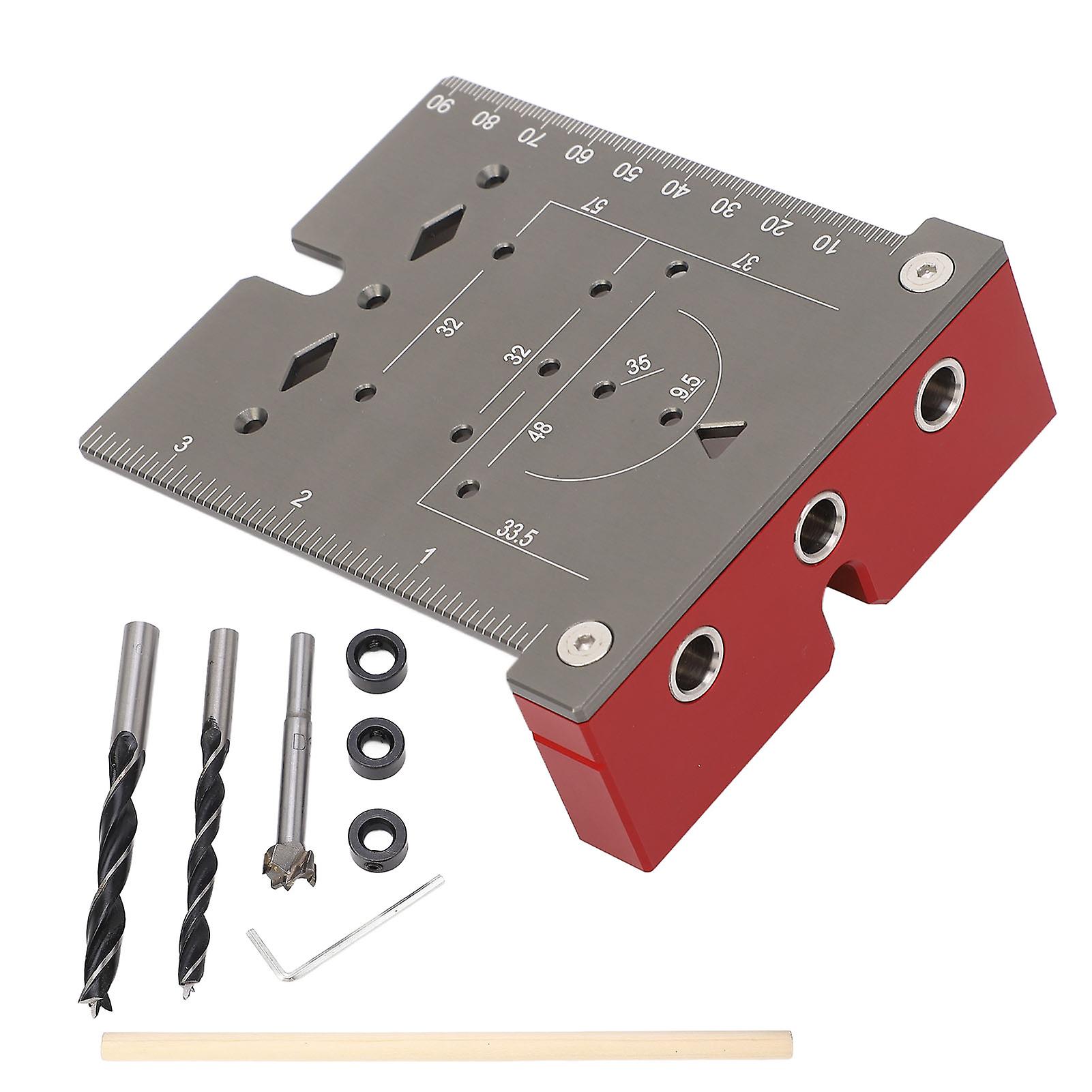 Hinge Woodworking Hole Saw Kit Opener Set Aluminium Alloy Hand Tool 3 in 1 Splice Plate Punch Fixer 35 mm for Household Cabinet Door