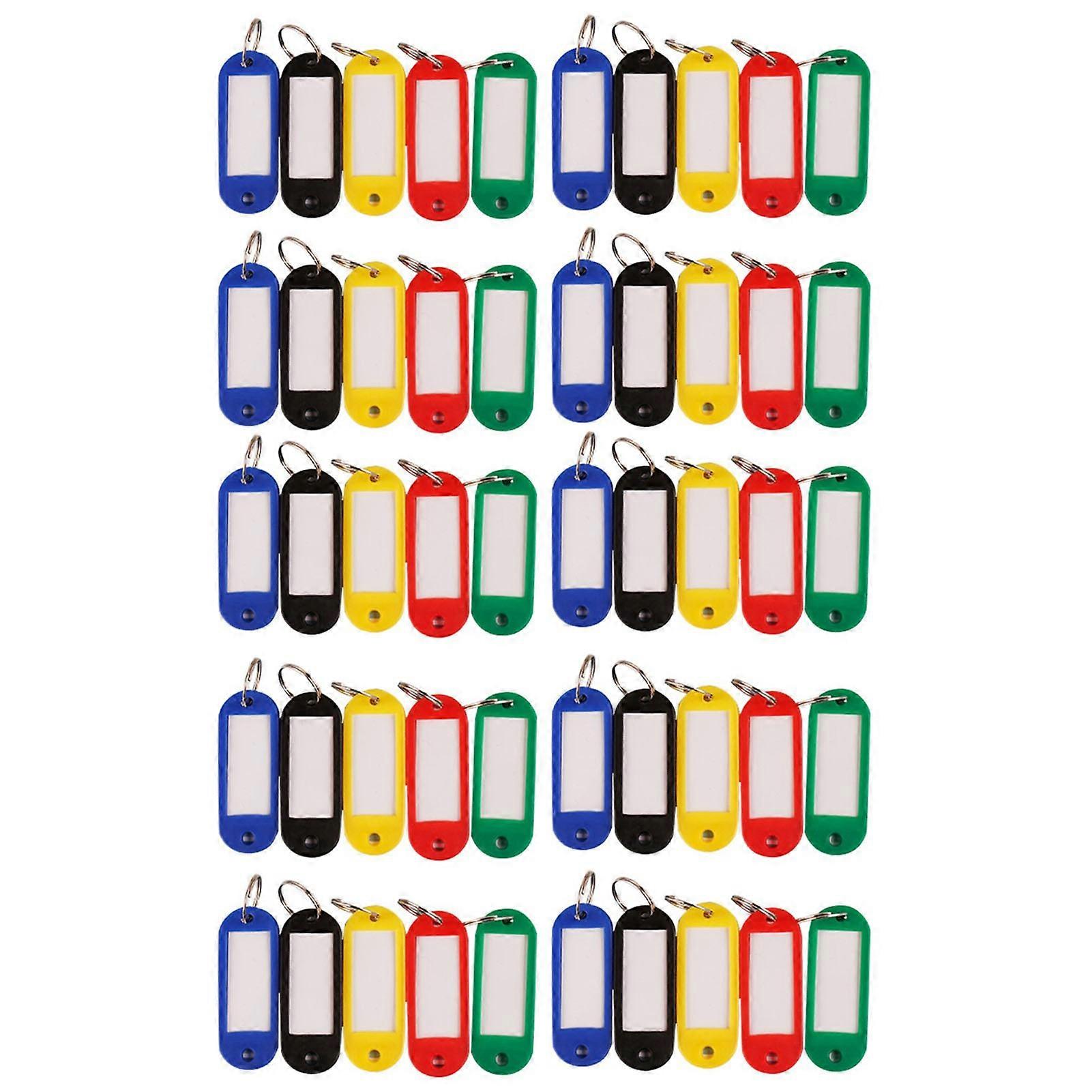 50 قطعة متنوعة من علامات سلسلة المفاتيح الملونة مجموعة بسيطة نقية اللون Keyring تسمية علامة كيت للتصنيف