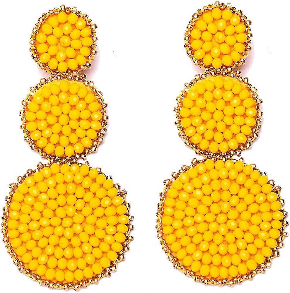 Store runde perler øreringe \\u2013 store boho native beaded statement dingle øreringe til kvinder piger, lang boheme håndlavet frø perle dråbe øreringe f