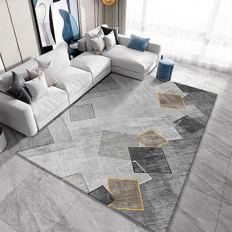 グレーの正方形のスタイルのエリアラグ、芸術的な伝統的なラグ、リビングルーム、寝室のラグ