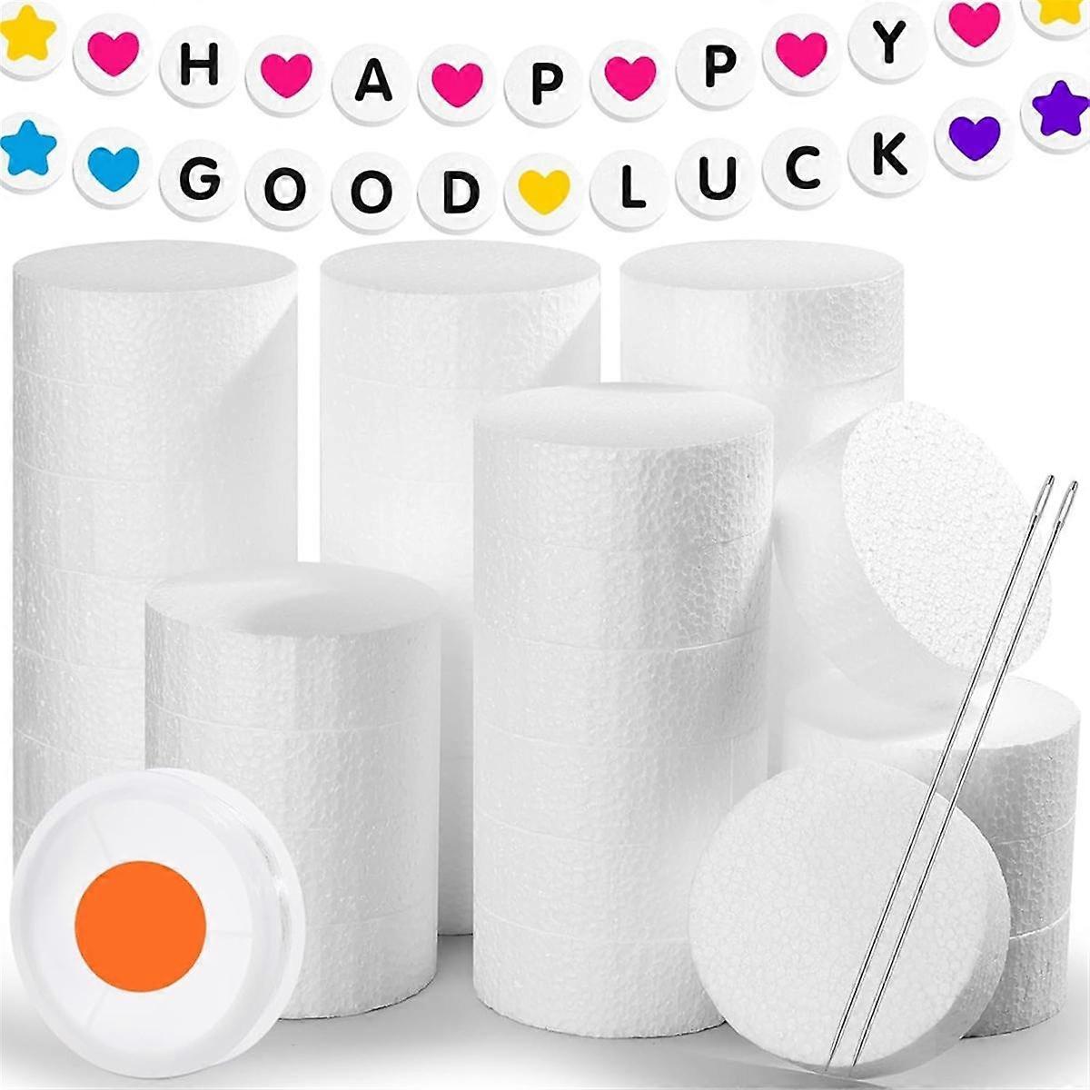 36Pcs Craft Foam Circles with Fishing Line and Needle, 3 Inch Round Foam Discs Polystyrene Circles
