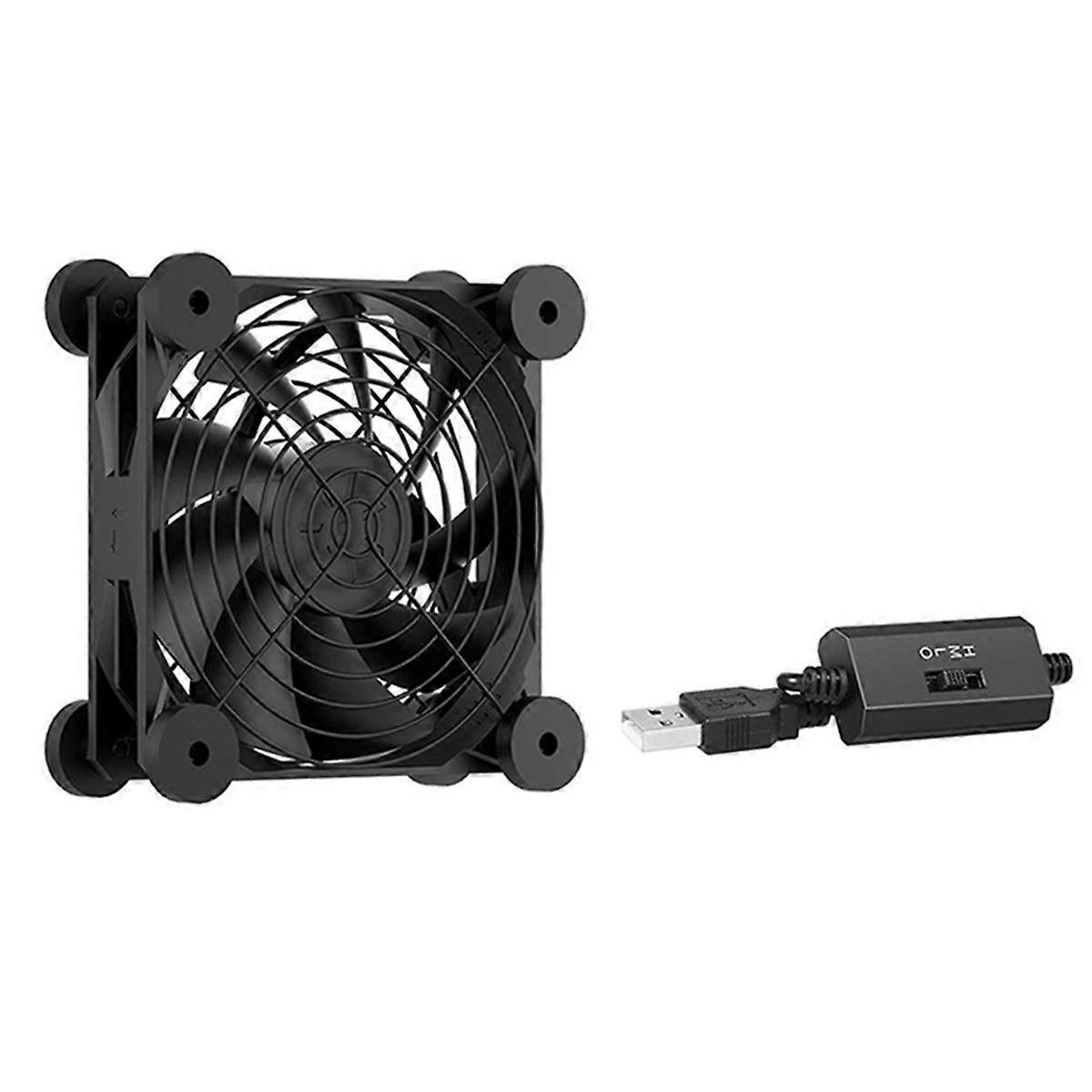 Computer PC Case Fan USB Powered 5V Silent Chassis Cooler for Router Cooling Screws Protective Net B