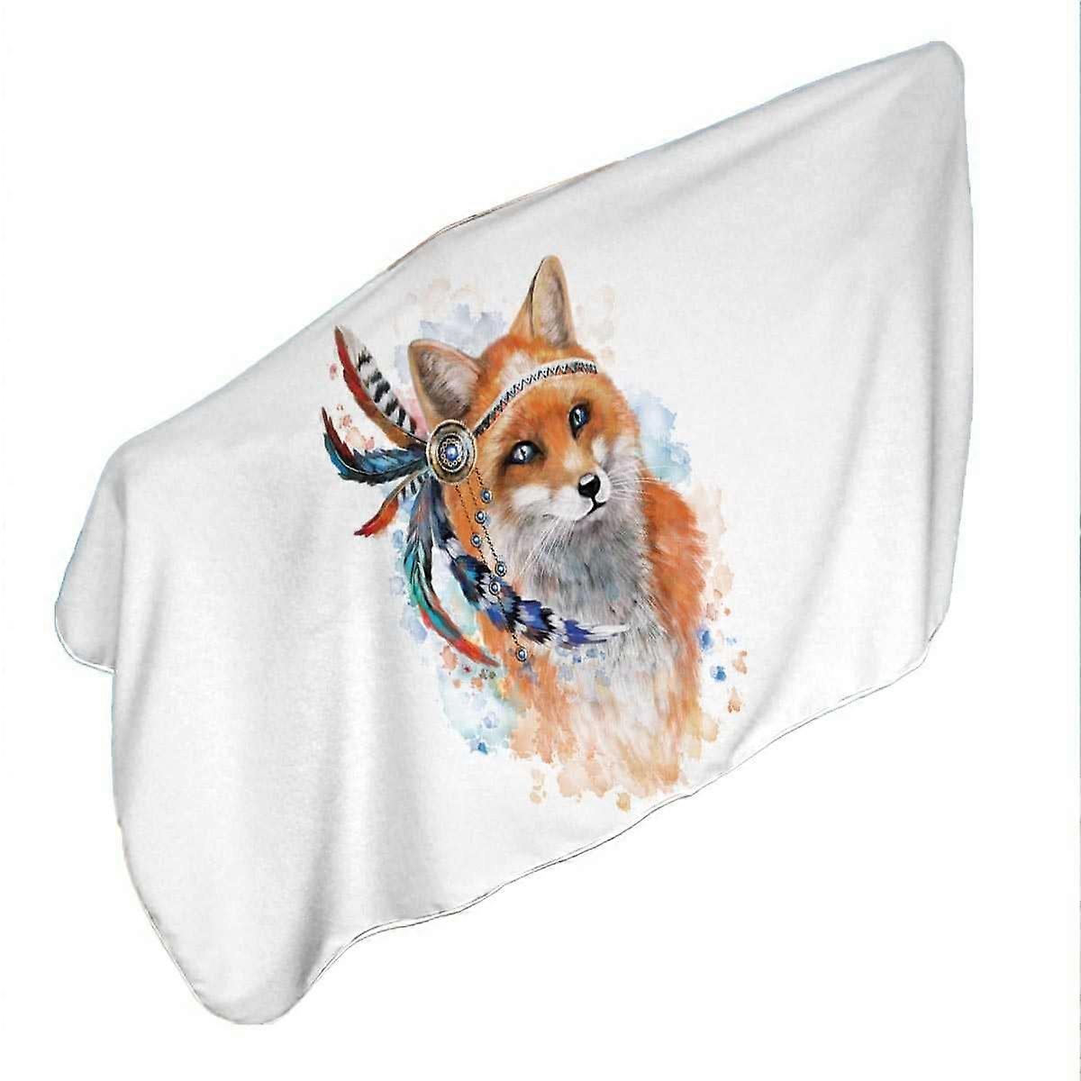 Native American Fox Microfiber Beach Towel