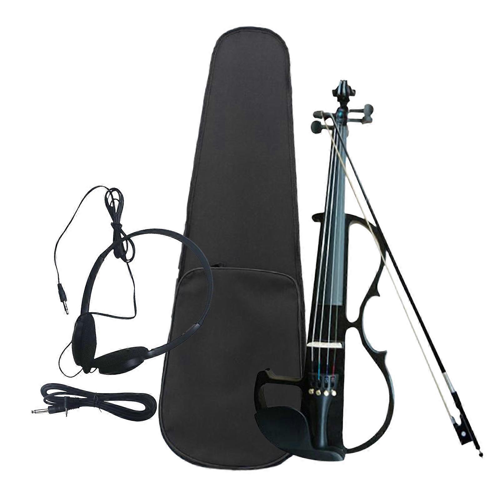 Electric Violin Set Electric Fiddle Introductory Set Include Case for Adults Black